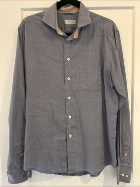 Eton Slim Fit Button-Up Shirt in Micro-Check Indigo